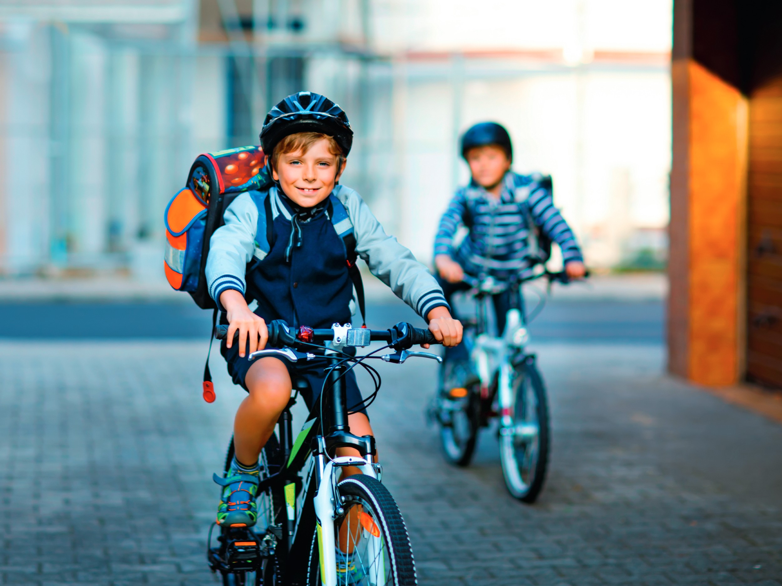 Kids riding bicycle