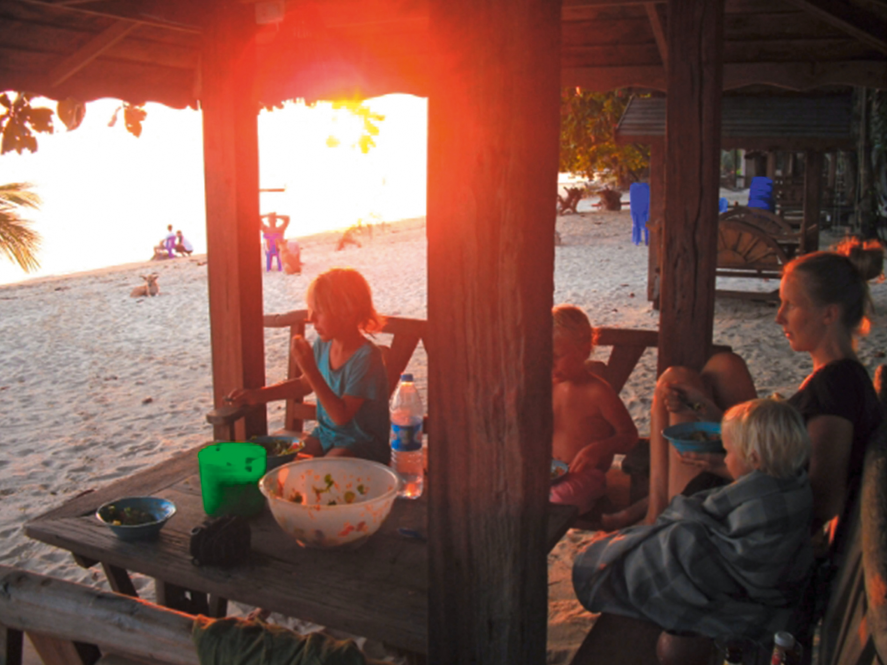 Familie Sundance am Strand