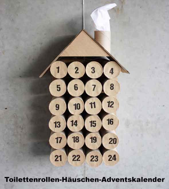 Toilettenrollen-Häuschen-Adventskalender