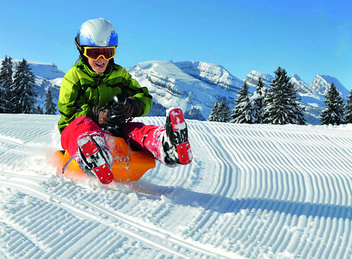 Schlitteln auf der Alp Gamplüt