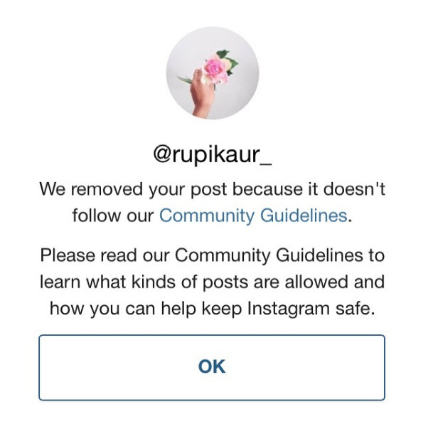Zensur eines Bilders auf Instagram