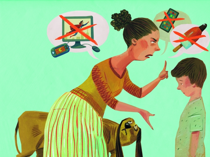 Illustration of mother and son