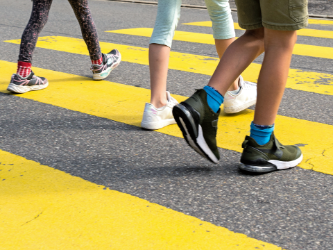 Kids on pedestrian crossing