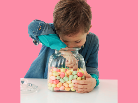 Kid with candies