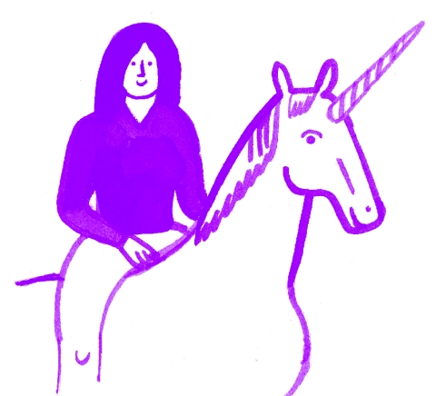 Illustration: Mädchen auf einem Einhorn