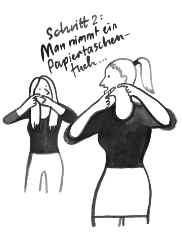 Illustration: Mutter erklärt wie man einen Picklel entfernt