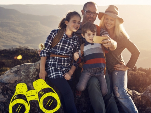 Familie auf einem Berg
